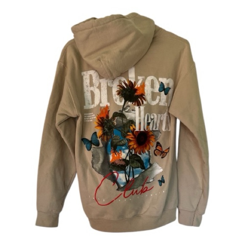 PacSun Tan Broken Hearts Club Graphic Hoodie